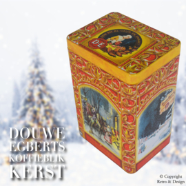 "Enchanting Douwe Egberts Christmas Nostalgia: Vintage Coffee Tin for Timeless Charm"