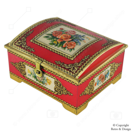 Elegant Vintage Tin Candy Box with Rose Decoration