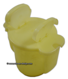 Vintage Tupperware melk- en suikerkannetje, pastelgeel