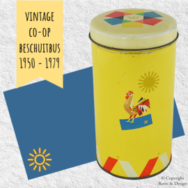 Boîte à biscuits Co-op originale avec décor saisonnier vintage et levier à biscuits