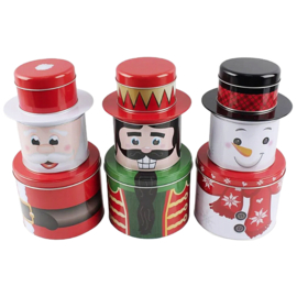 Figurine de Noël - Casse-noisette en métal - Ensemble de boîtes de rangement en trois pièces