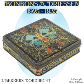 Vintage Art Nouveau Tin for Chocolates by A. Driessen – Unique Design with Butterflies and Flowers - 1925 - 1935