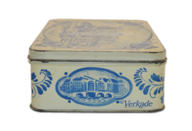 Caja de galletas de Verkade con imagen azul de Delft