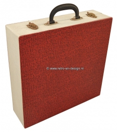 Vintage vinyl Schallplatten Koffer in weiß / rot