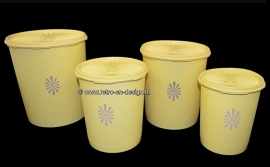 Vintage Tupperware set von 4 vorratsdosen mit Sonnendeckel, gelb
