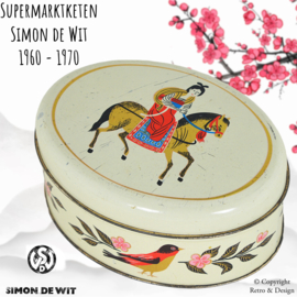 Vintage Tin from Simon de Wit featuring an Asian Woman on Horseback