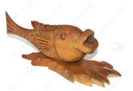 Vintage sculpture / wood carved fish