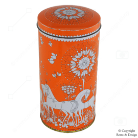 Vintage Verkade Biscuit Tin: Orange Tin with Retro Decor from the 1950s-'70s