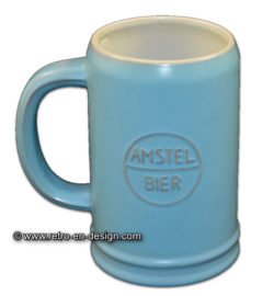 Taza de cerveza cerámica Amestel Bier de los años 60, azul