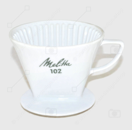 Vintage Melitta koffiefilter 102 (groene letters) 3-gaats porseleinen filter