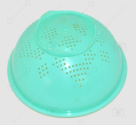 Jadegrünes Vintage Tupperware Sieb mit einem weißen transparenten Gitter