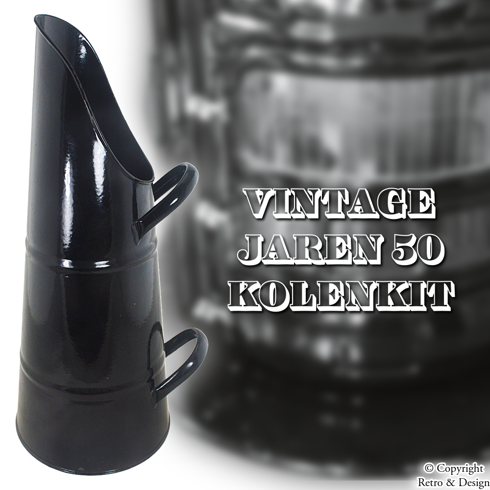 Vintage 1950s Black Coal Scuttle with Double Handles