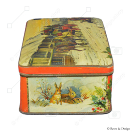 Vintage De Gruyter's tea tin with Christmas decorations