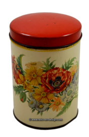 Vintage lata redondo con flores