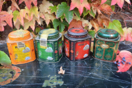 Series of four vintage tea tins for Pickwick Tea by Douwe Egberts