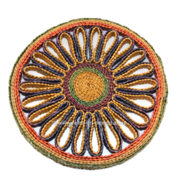 Set aus drei farbigen Untersetzern aus Raffia fasern, aus der 1960er - 1970er Jahre