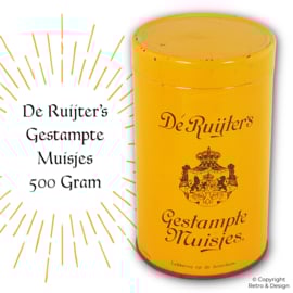 Seltenes Vintage Blechdöschen De Ruijter 500 g – Süßer Anis-Zuckeraufstrich („Gestampte Muisjes“), 1950er Jahre