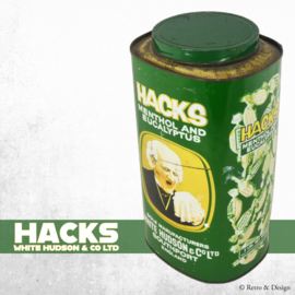 Large rare vintage HACKS tin in the colour green