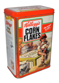 Vintage blik Kellogg's Cornflakes, oranje bewaarbus