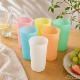 Vintage Tupperware Kids Tumblers – Set of 6 – Pastel Colours