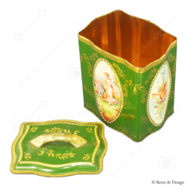 Vintage romantic English tea tin with handle