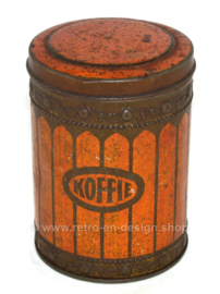 Vintage 1930er Jahre Orange / Rote Kaffeekanister mit Kaffee Inschrift