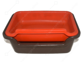 Vintage 1970s Curver potato peeler or potato bin in red - brown