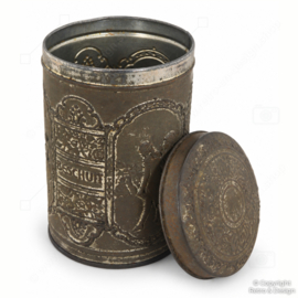 Vintage Dutch Rusk Tin – Embossed Floral & Figural Design – 1920–1970