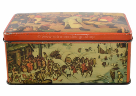 Antique decorative tin with paintings of Pieter Bruegel the Elder