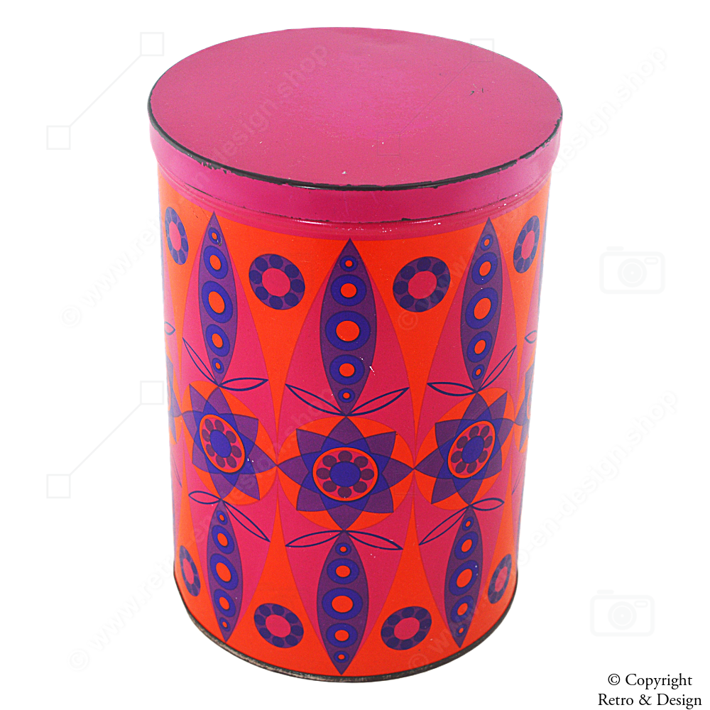 Boîte vintage Tomado – Orange, violet et rose – Motif kaléidoscopique psychédélique