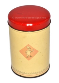 Pequeño bizcocho color crema o lata rusk de Bolletje con tapa roja, vintage
