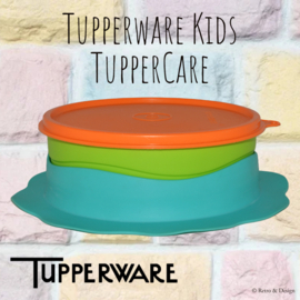 Kleinkinderteller von Tupperware in Orange, Grün und Blau