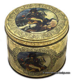 Vintage Doria cookie tin with reproductions of Géricault, Gros and Van Dyck