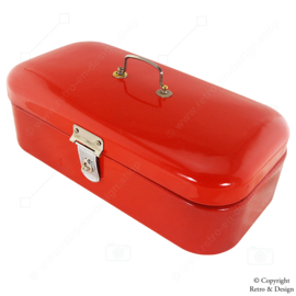 Hermosa Caja de Pan Vintage/De Brocante en Esmalte Rojo (1940-1960): Un Clásico Atemporal de la Cocina