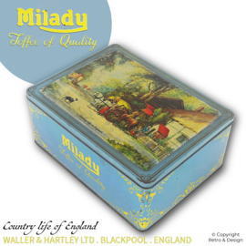Vintage Milady Toffee Dose – Englische Retro-Süßigkeitendose von Waller & Hartley Ltd.