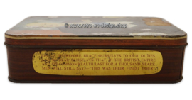 Vintage/Antique rectangular tin with wood pattern and image of Winston Churchill for ELKE biscuits, Cardiff