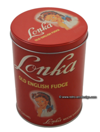 Lata de caramelo redondo Lonka retro, old English fudge