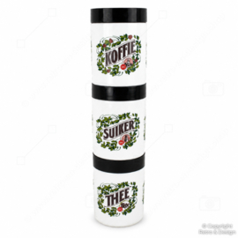 Set de Pots de Conservation Vintage Douwe Egberts en Verre Opalin – Années 1970