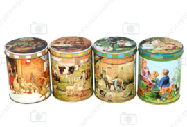 Series of four seasonal tins made by Jamin with images of Ot and Sien by C. Jetses