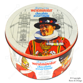 "Vintage Jamesons Westminster Schokoladenblechdose aus dem Jahr 1977"