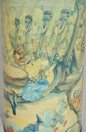 Blikken cilindrische vintage beschuitbus voor De SPAR met diverse sprookjesfiguren