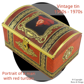 Boîte vintage avec portrait d'un homme au turban rouge
