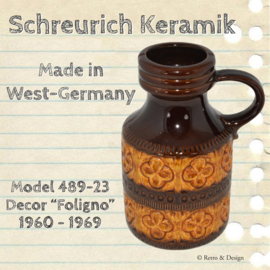 Vintage earthenware vase by Schreurich model 489-23 with "Foligno" decor