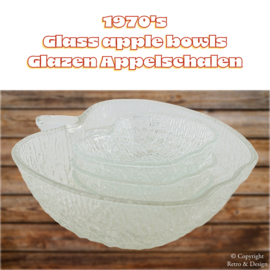 Juego de Cuencos de Cristal Italianos Vintage en Forma de Manzana (1960-1970): Elegancia y Funcionalidad