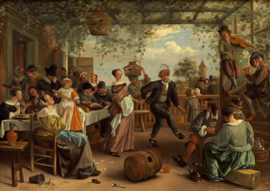 Vintage Blechdose von Victoria Biscuits Dordrecht mit Gemälde von Jan Steen, Tanzpaar