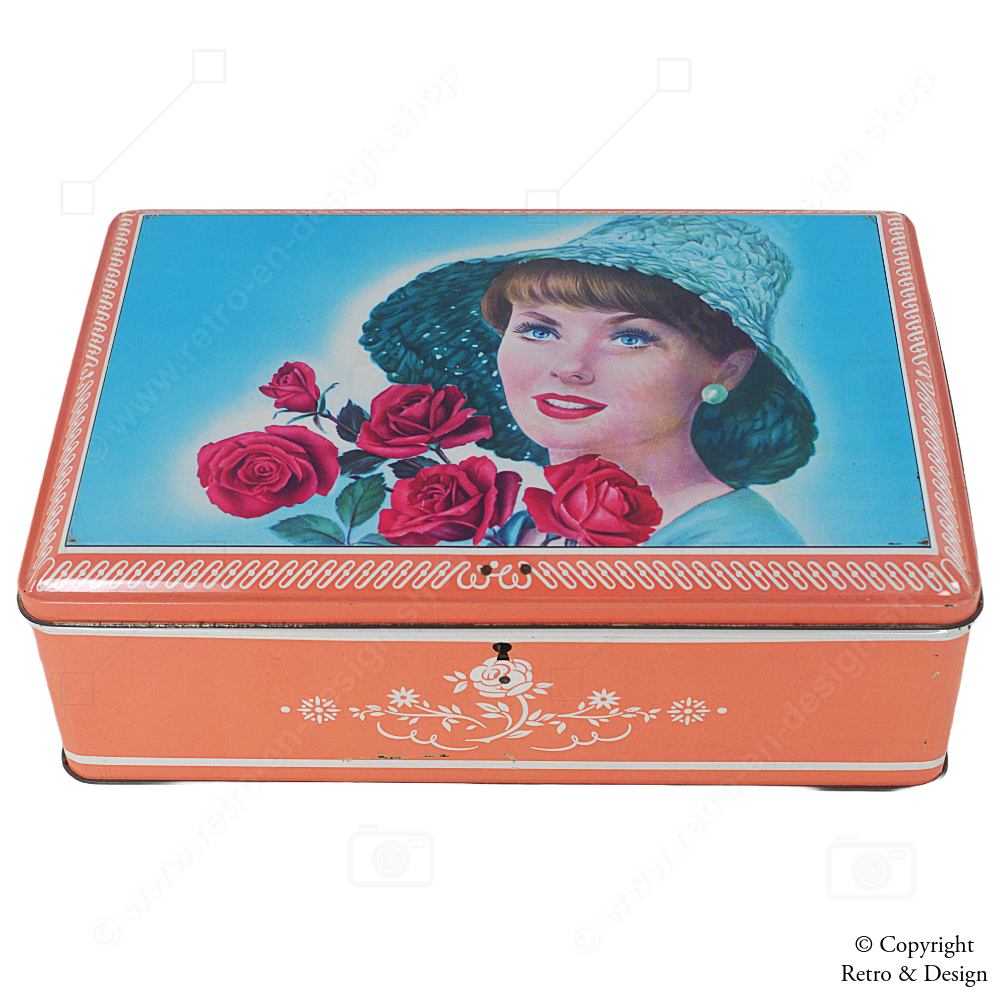 Lonka Vintage-Dose – 1960er, Frau mit roten Rosen