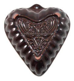 Molde de pudín de barro marrón oscuro West-Germany en forma de corazón