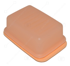 Vintage Tupperware botervloot met zalm-oranje deksel en bodem