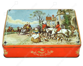 Vintage tin "Cross Keys" from McVitie's with carriage, horses, dogs and people