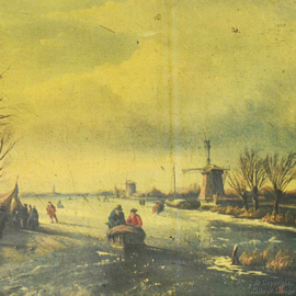 Lata de Galletas de Vereenigde Nederlandsche Blikfabrieken con Paisaje Invernal de Jan Jacob Spöhler – Años 60